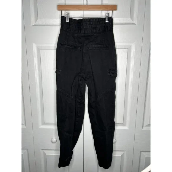 RtA Dallas Black Denim Side Zip V-Waist High Rise Jeans Women's Size X-Small XS
